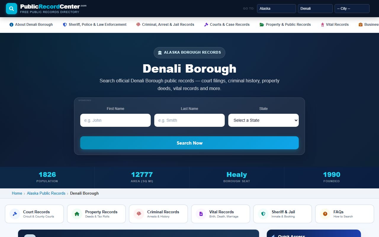Denali Borough dissolution of marriage public records search