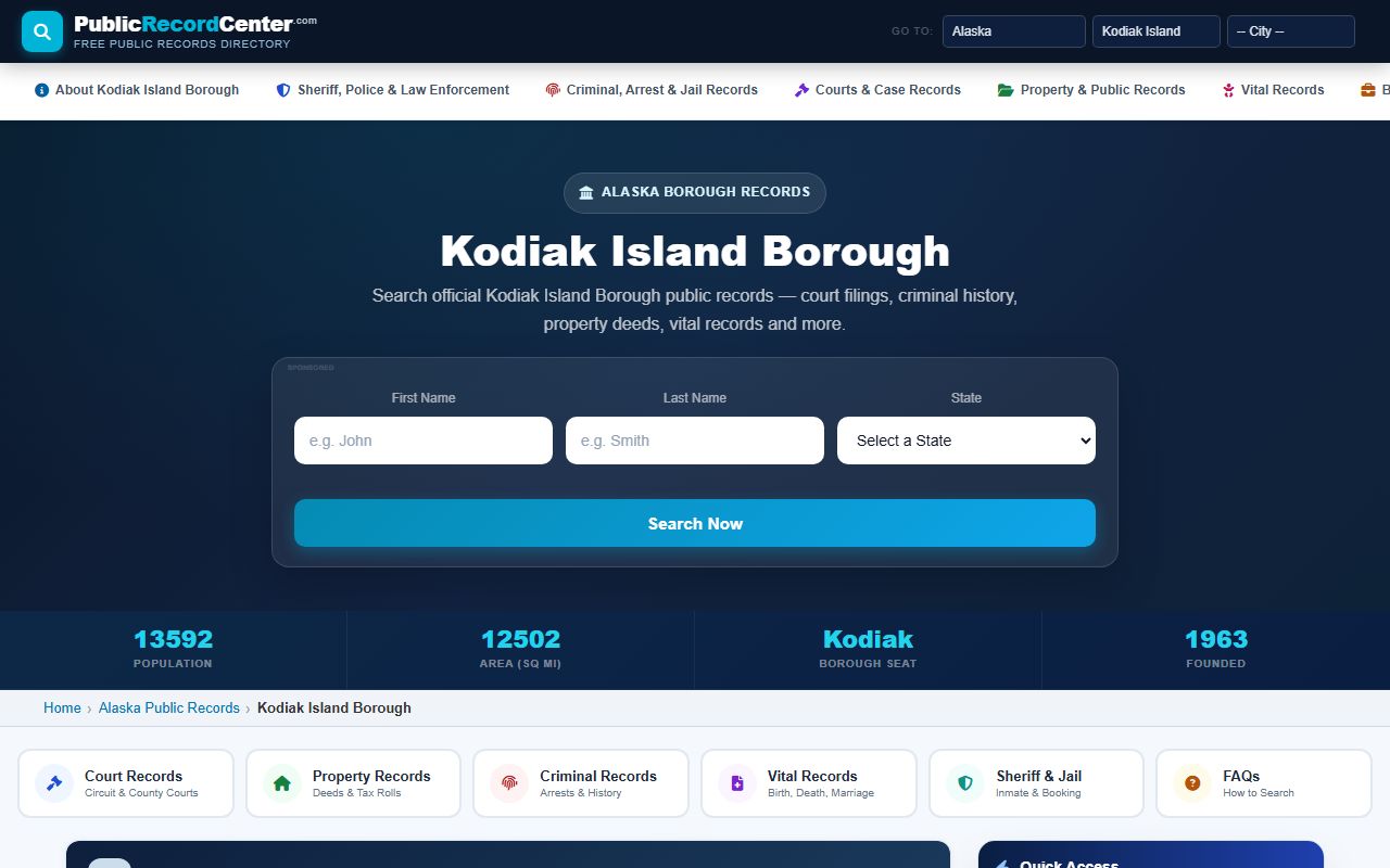 Kodiak Island Borough public records dissolution of marriage