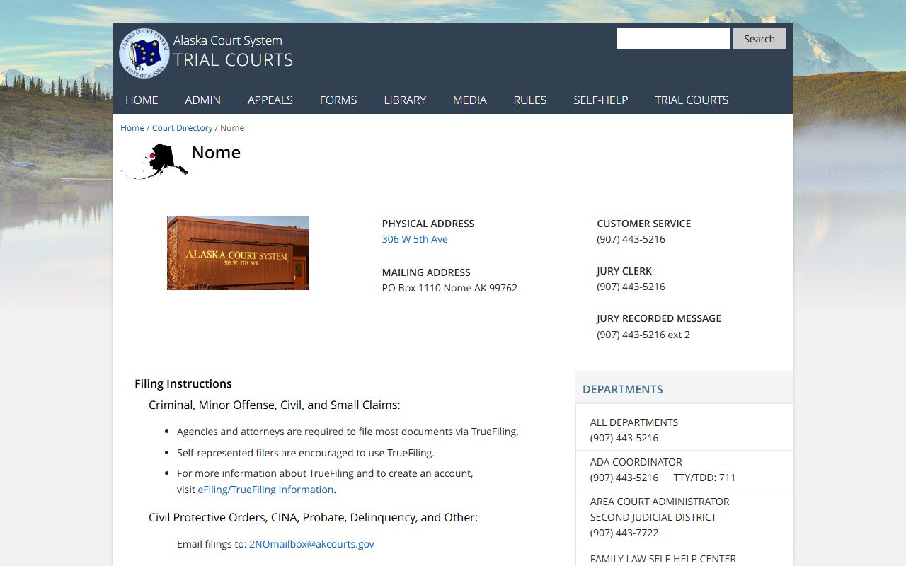 Nome Census Area Alaska court directory dissolution of marriage