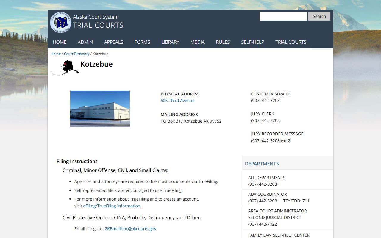 Northwest Arctic Borough Kotzebue court directory dissolution of marriage