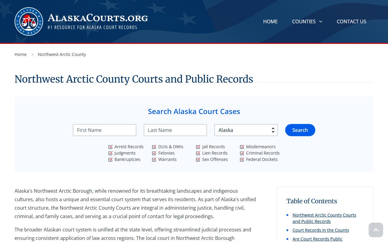 Northwest Arctic Borough Alaska courts dissolution of marriage