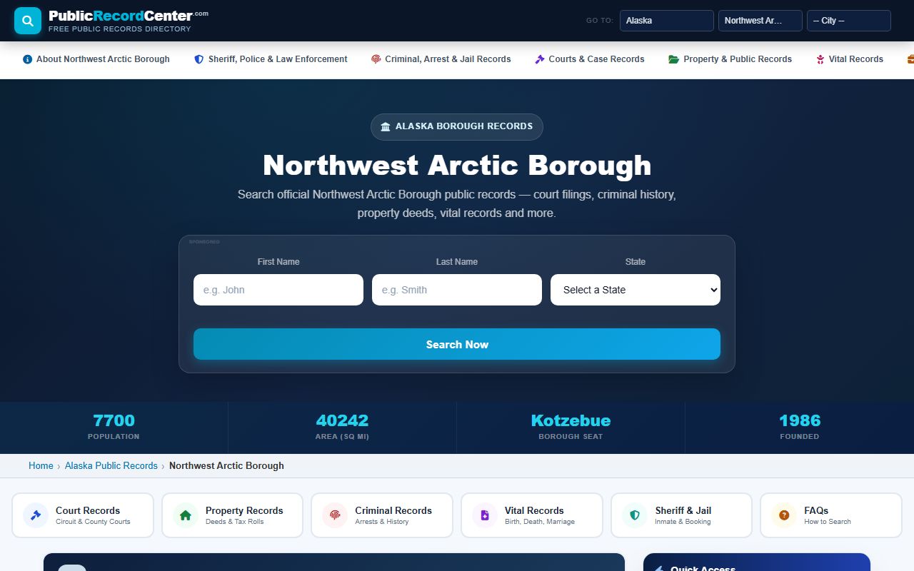 Northwest Arctic Borough dissolution of marriage public records