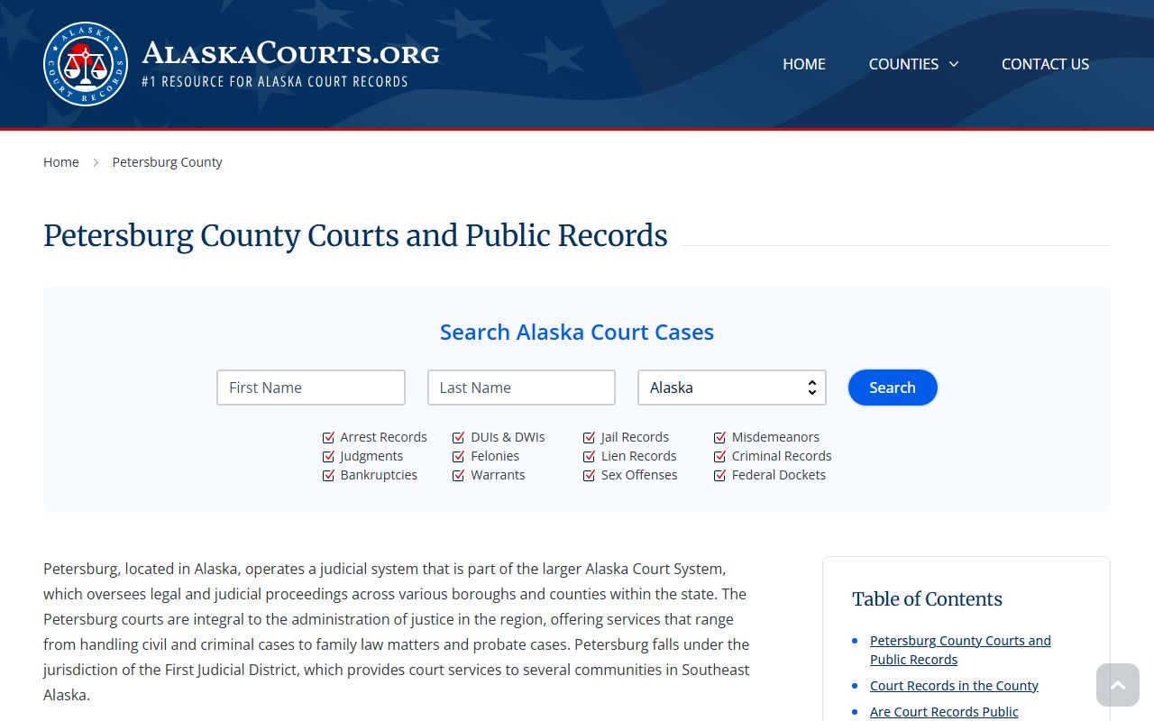 Petersburg Borough Alaska courts dissolution of marriage records