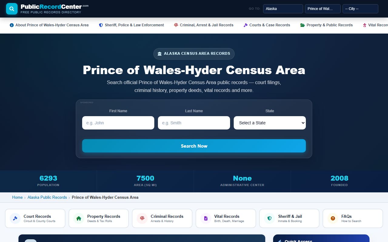 Prince of Wales-Hyder Census Area dissolution of marriage public records