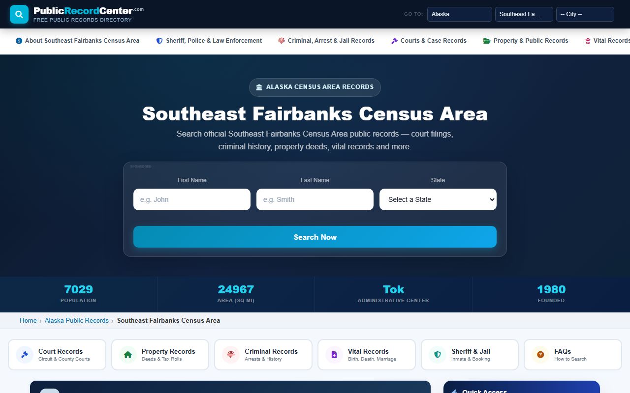 Southeast Fairbanks Census Area dissolution of marriage public records