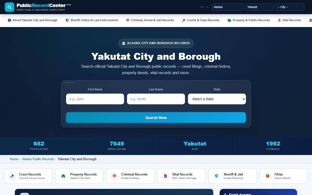 Yakutat City and Borough dissolution of marriage public records